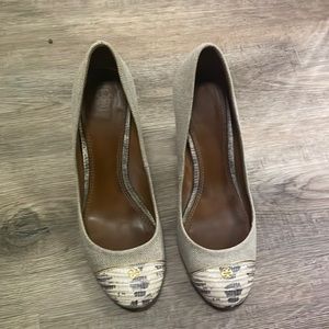 Tory Burch grey heels